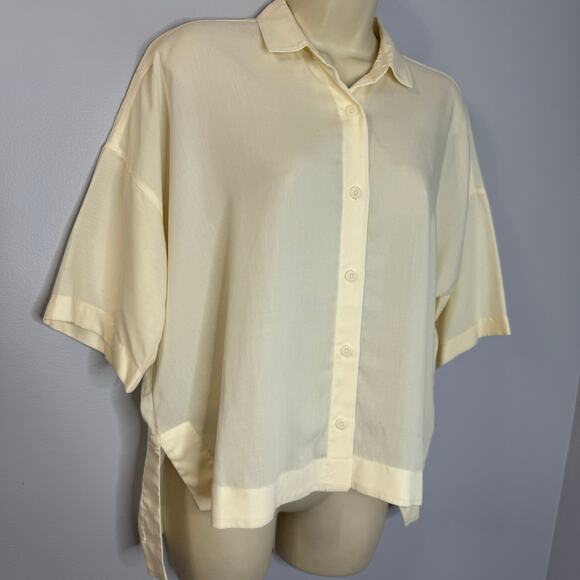 Everlane The Short-Sleeve Square Shirt Relax Butterlite Cream Women's XS - Picture 3 of 13
